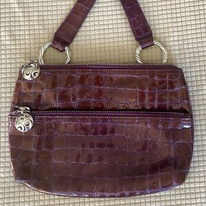 Brighton Burgundy Crocodile-Embossed Crossbody Handbag